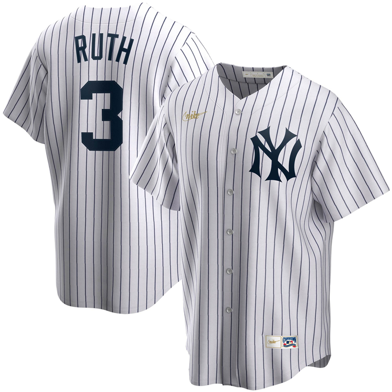 2020 MLB Men New York Yankees #3 Babe Ruth Nike White Home Cooperstown Collection Player Jersey 1